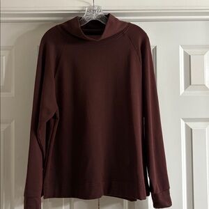 GAP Split Hem Funnel Neck Sweatshirt/Top. Cherry Wood Color. Fleece Lined. M.